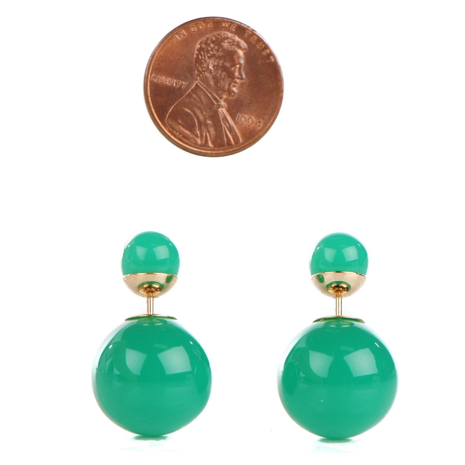 Christian Dior Mise En Dior Tribal Earrings Jade Green 2 of 4