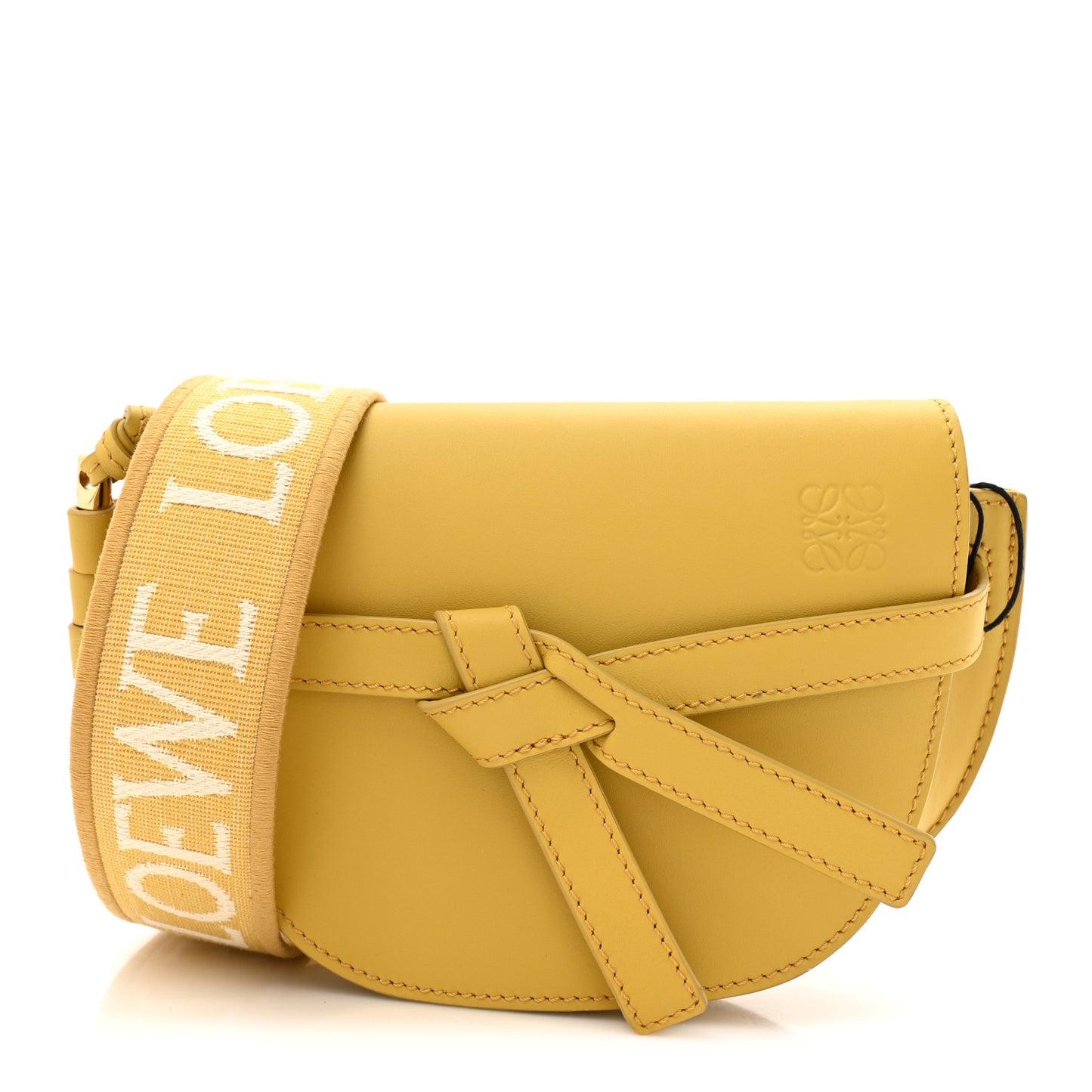 Calfskin Jacquard Mini Gate Dual Bag Dark Yellow