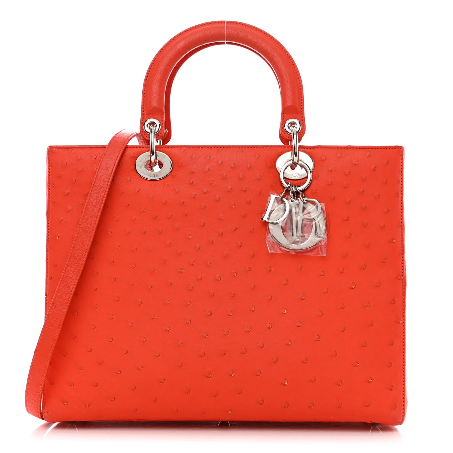 Ostrich Large Lady Dior Orange