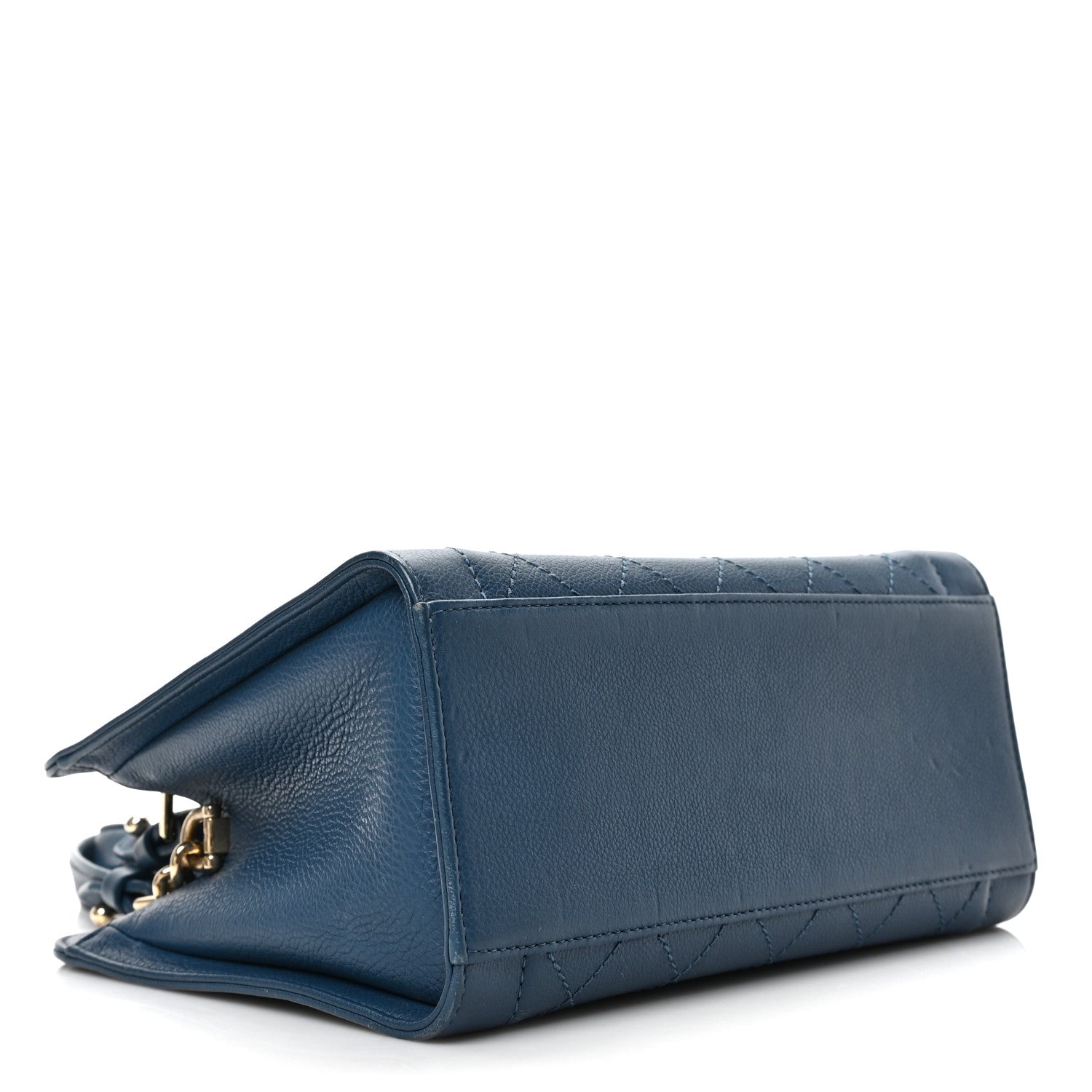 Chanel Grained Calfskin Stitched Small Label Click Shopper Tote Blue 4 of 9