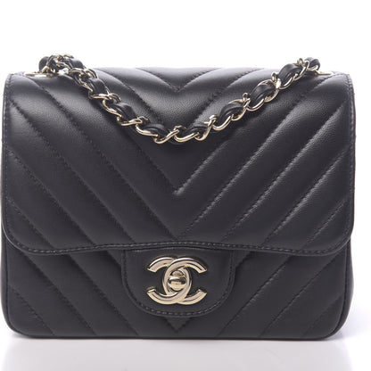 Chanel Lambskin Chevron Quilted Mini Square Flap Black 10 of 10