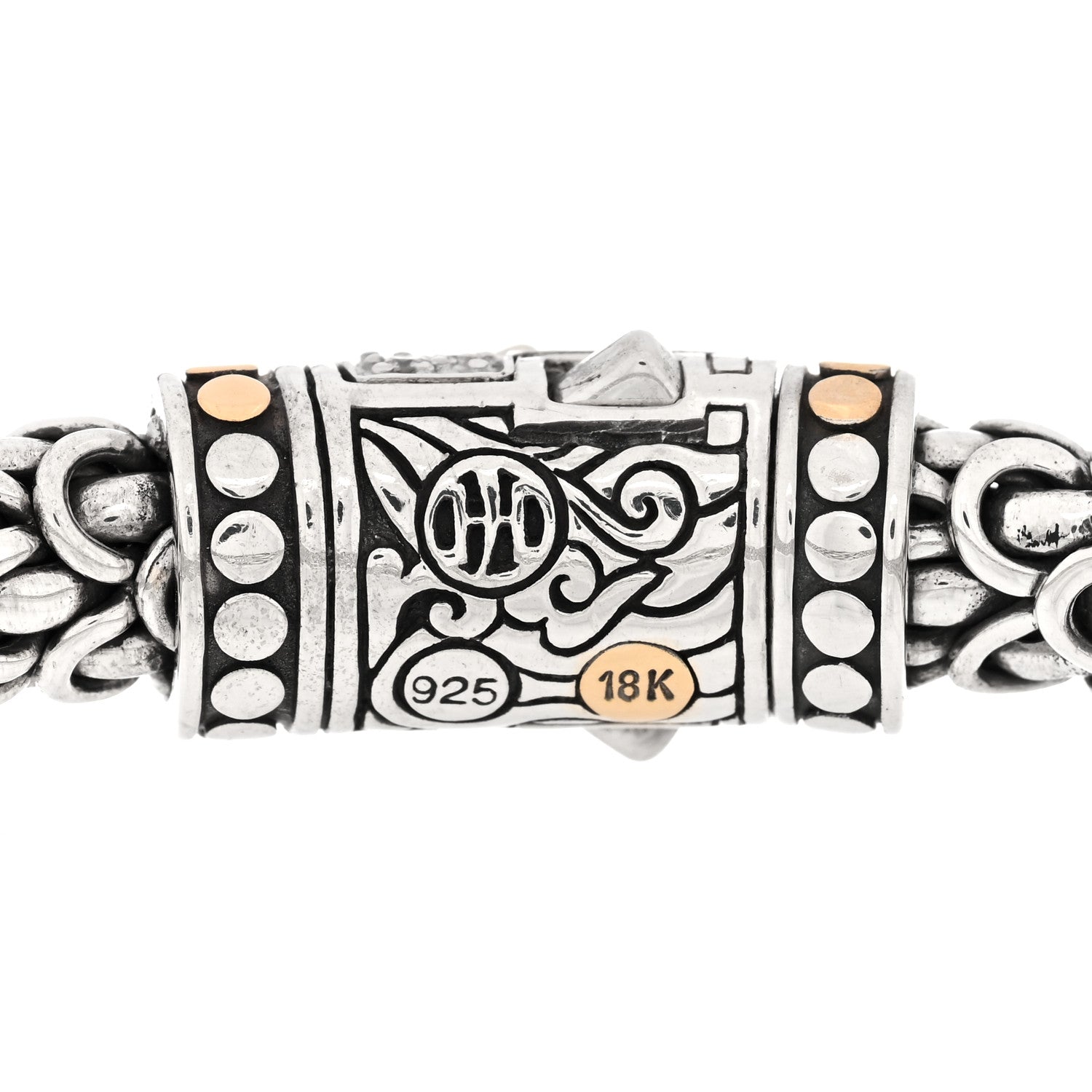 John Hardy Sterling Silver 18K Yellow Gold Diamond 8mm Naga Bracelet 3 of 3