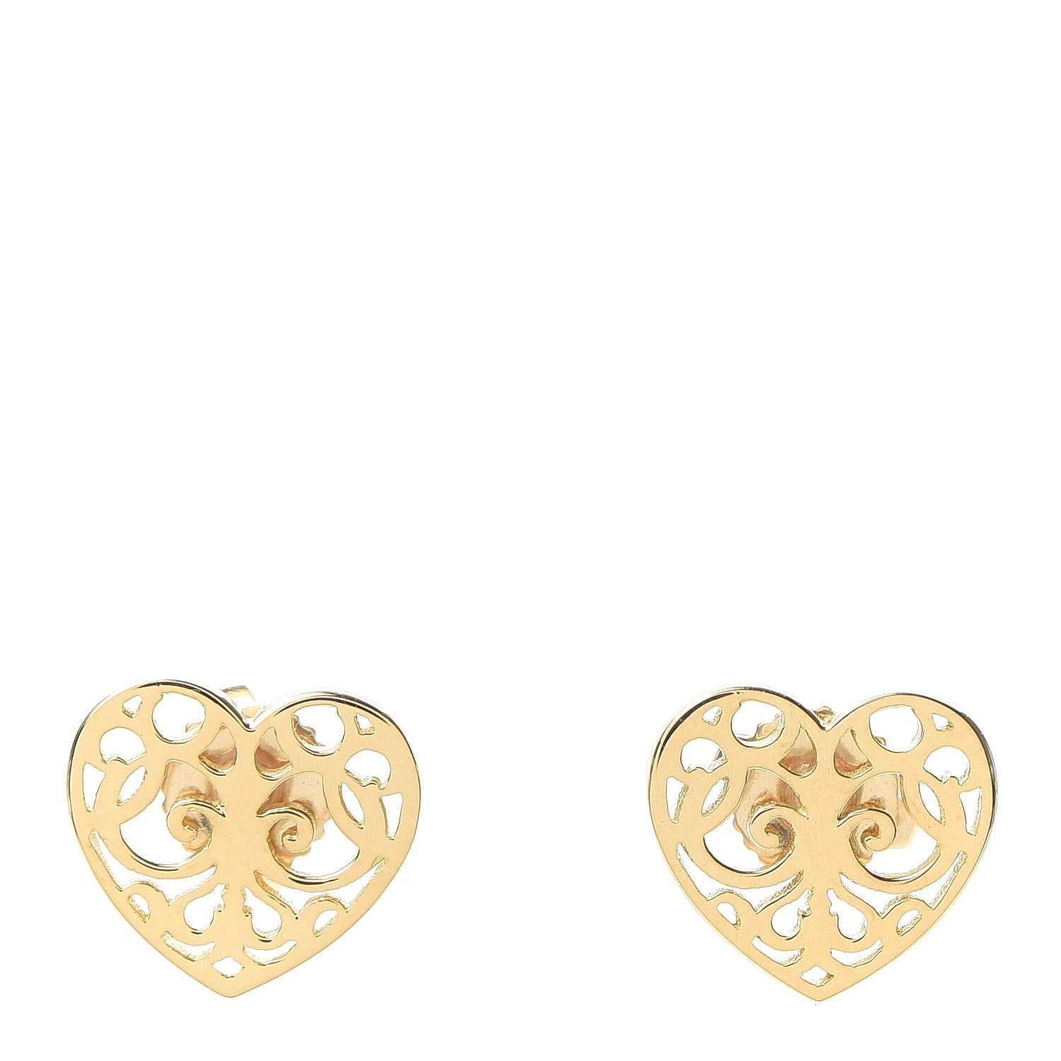 Tiffany 18K Yellow Gold Enchant Heart Earrings 1 of 6