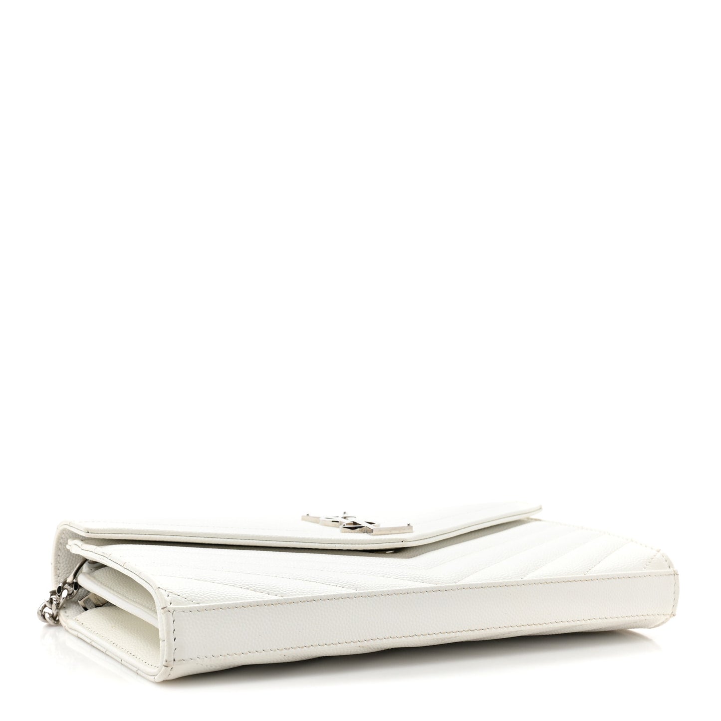 Grain De Poudre Matelasse Chevron Monogram Chain Wallet White