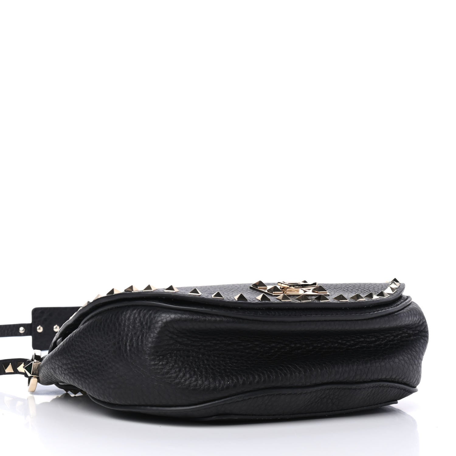 Valentino Garavani Grained Calfskin Rockstud Saddle Bag Black 3 of 4