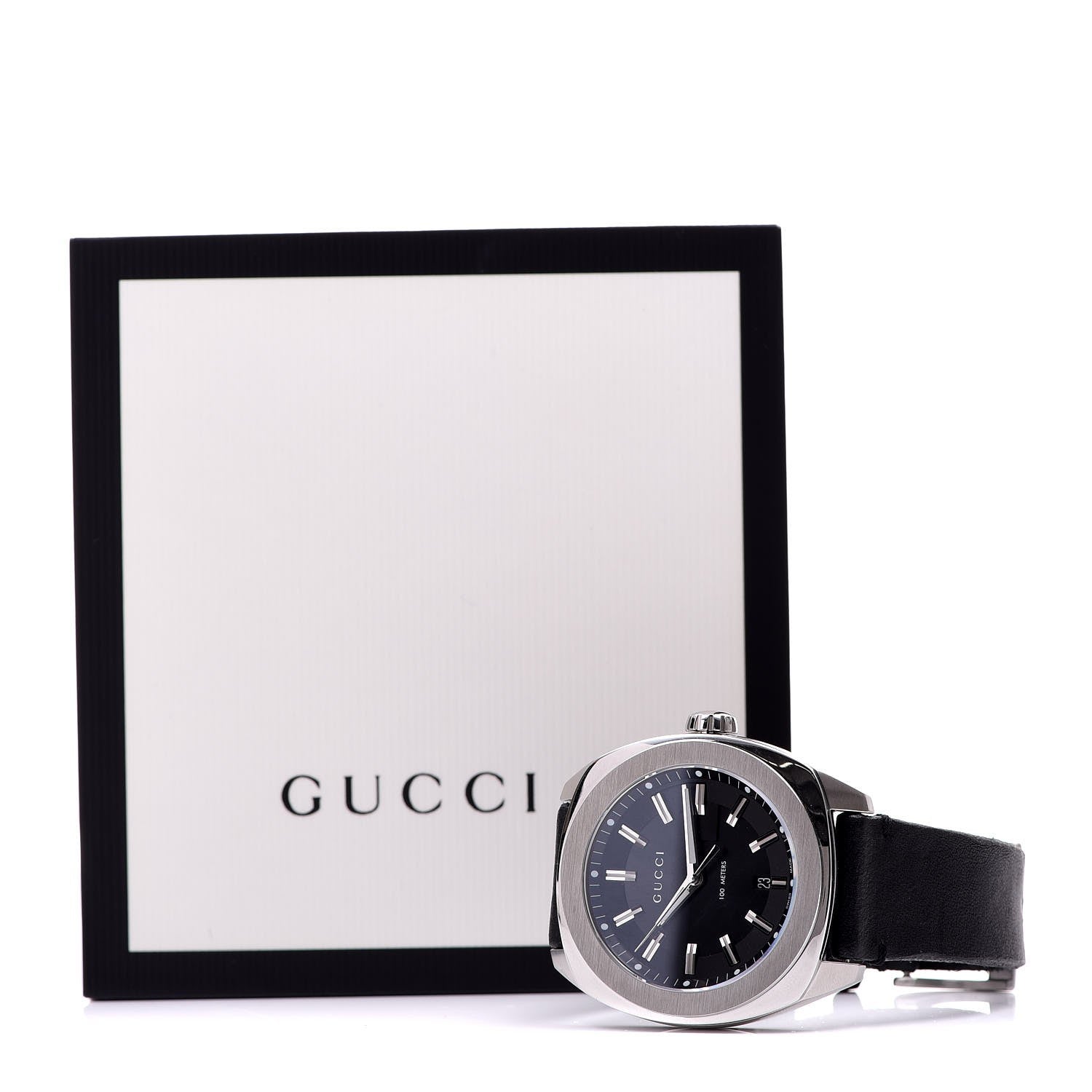 Gucci Stainless Steel Calfskin 44mm GG2570 Toscano Quartz Watch Black 8 of 8