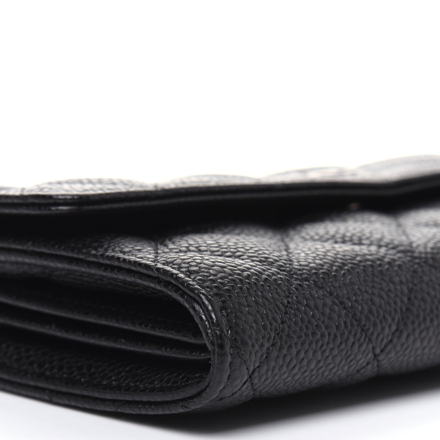 Caviar Quilted Large Gusset Flap Wallet Black