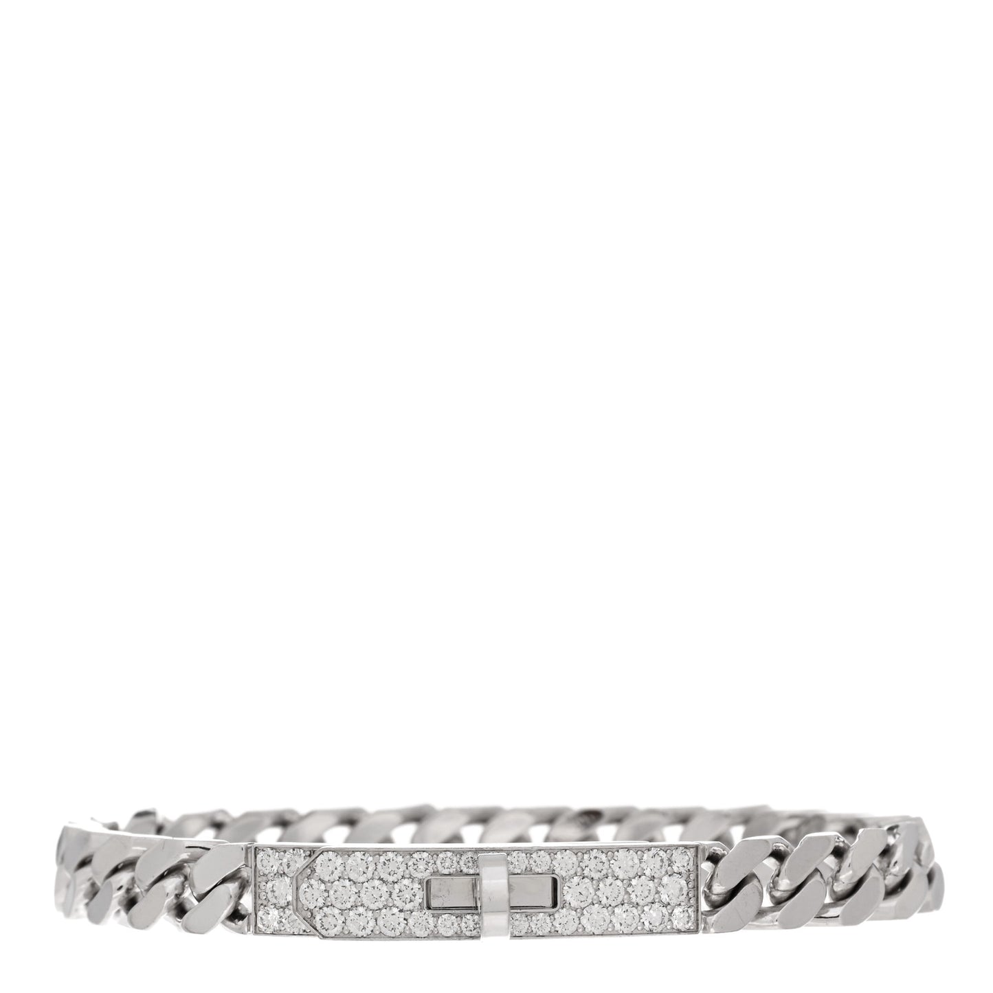 18K White Gold Diamond TPM Kelly Gourmette Bracelet XS
