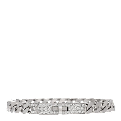 Hermes 18K White Gold Diamond TPM Kelly Gourmette Bracelet XS 1 of 4