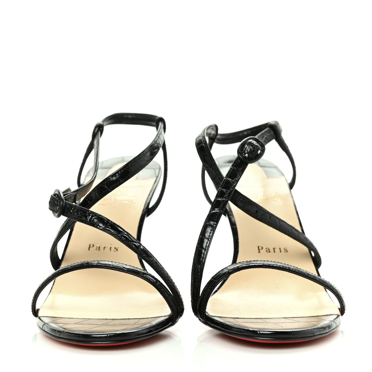 Christian Louboutin Calfskin Alligator Embossed Selima 85 Sandals 40 Black 2 of 7
