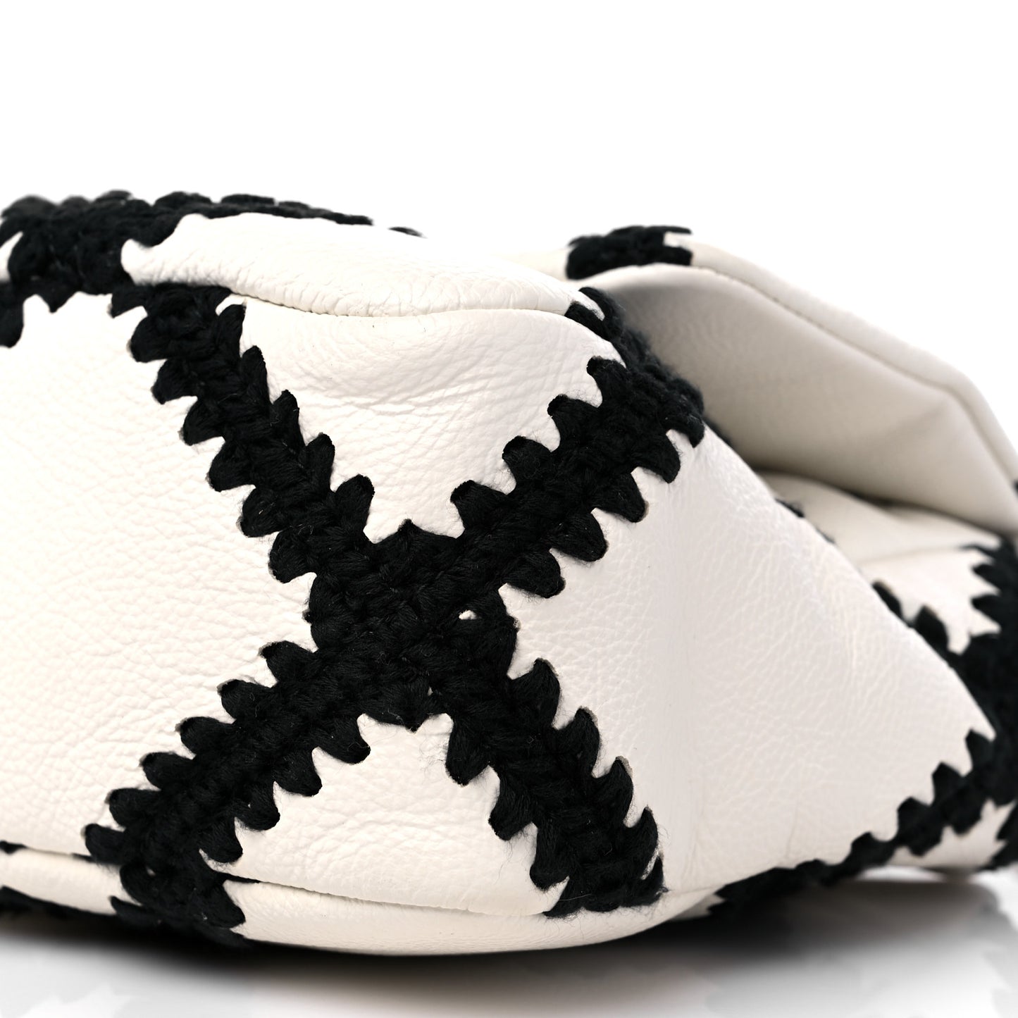 Calfskin Crochet Medium Chanel 19 Flap White Black