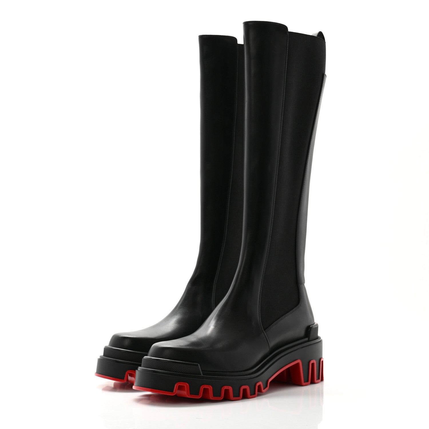 Christian Louboutin Calfskin Marchacroche Dune Knee High Boots 39.5 Black 3 of 7