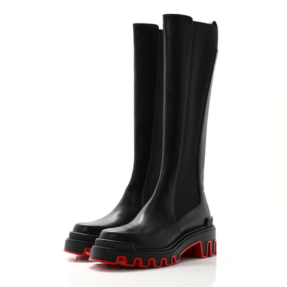 Christian Louboutin Calfskin Marchacroche Dune Knee High Boots 39.5 Black 3 of 7