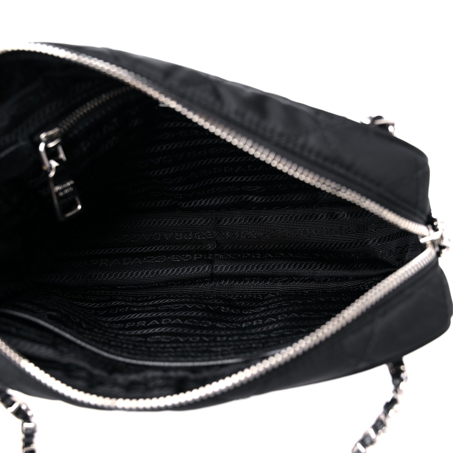 Nylon Tessuto Impuntu Quilted Bandoliera Crossbody Bag Black