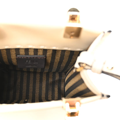 Fendi Vitello King Plexiglass Logo Embossed Mini Fendi Sunshine Shopper Tote White Ice 5 of 10