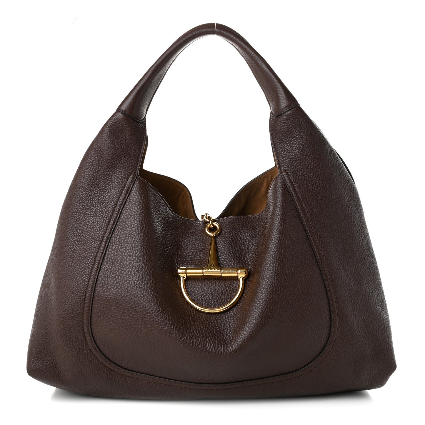 Grained Calfskin Softbit Maxi Shoulder Bag Dark Brown