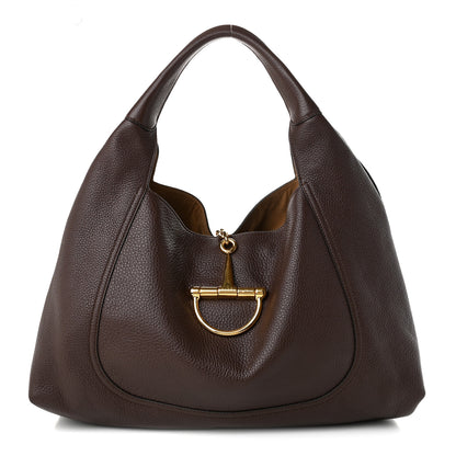 Gucci Grained Calfskin Softbit Maxi Shoulder Bag Dark Brown 1 of 9