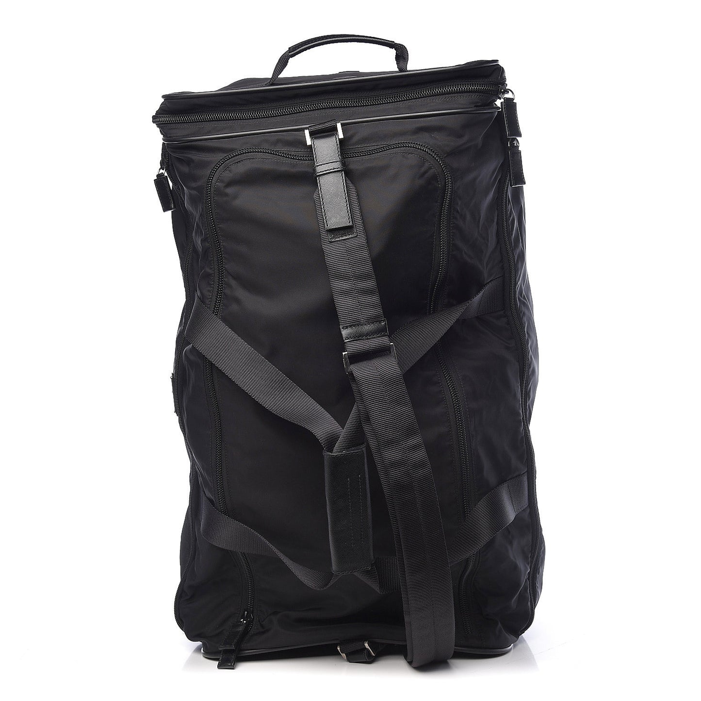 Tessuto Nylon Saffiano Rolling Duffle Black
