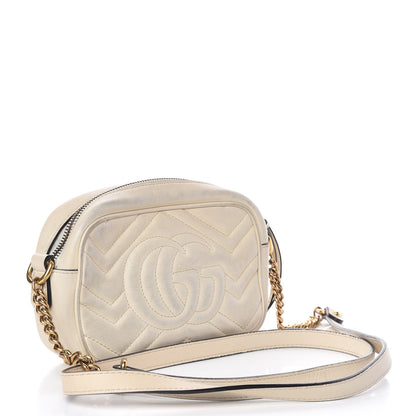 Gucci Calfskin Matelasse Mini GG Marmont Chain Shoulder Bag White 3 of 25