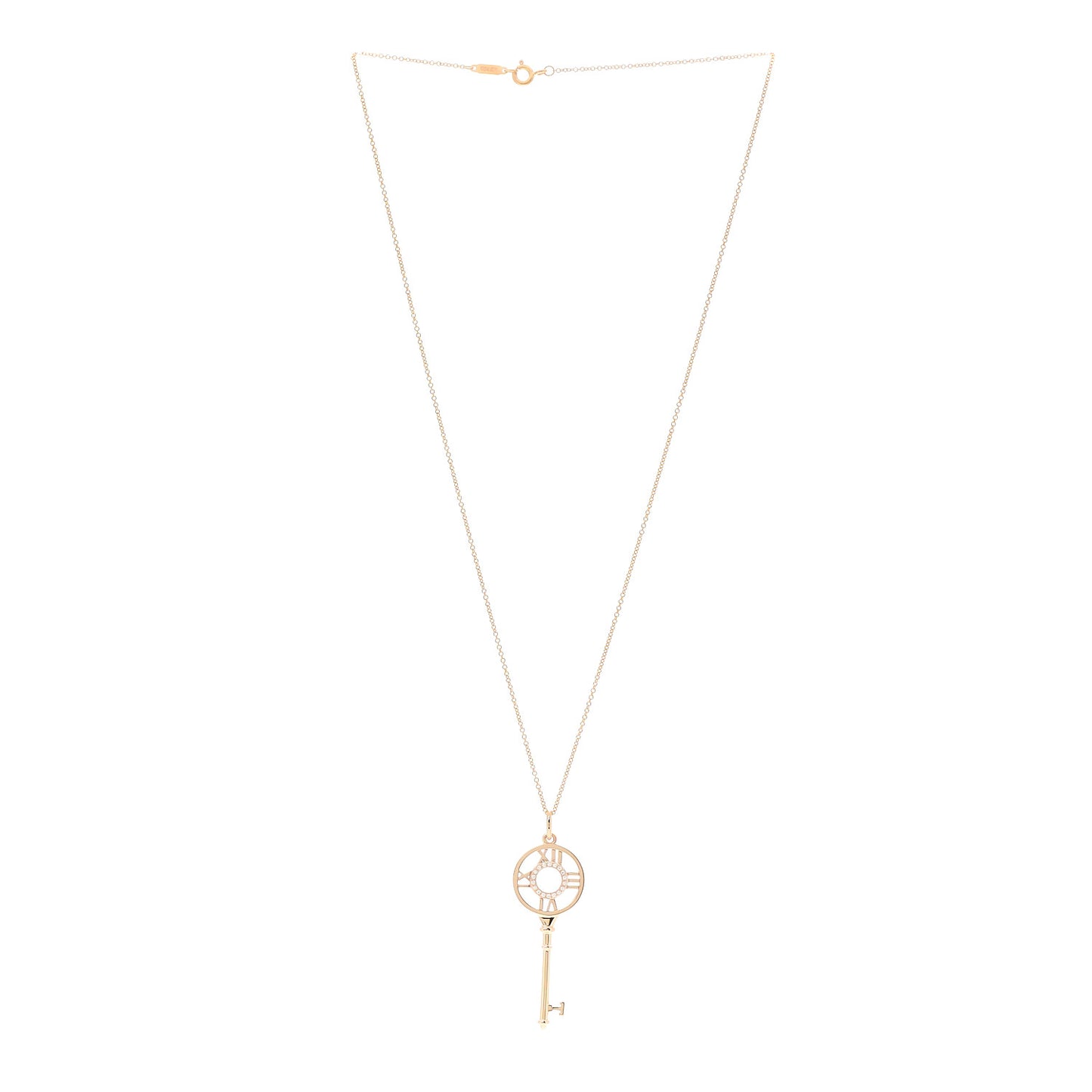 18K Rose Gold Diamond Atlas Key Pendant Necklace
