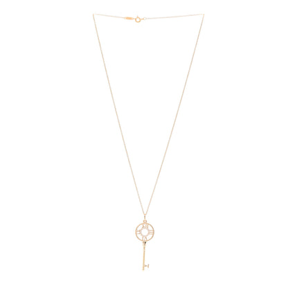 Tiffany 18K Rose Gold Diamond Atlas Key Pendant Necklace 3 of 7