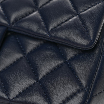 Chanel Lambskin Quilted Mini Top Handle Rectangular Flap Navy Blue 12 of 12