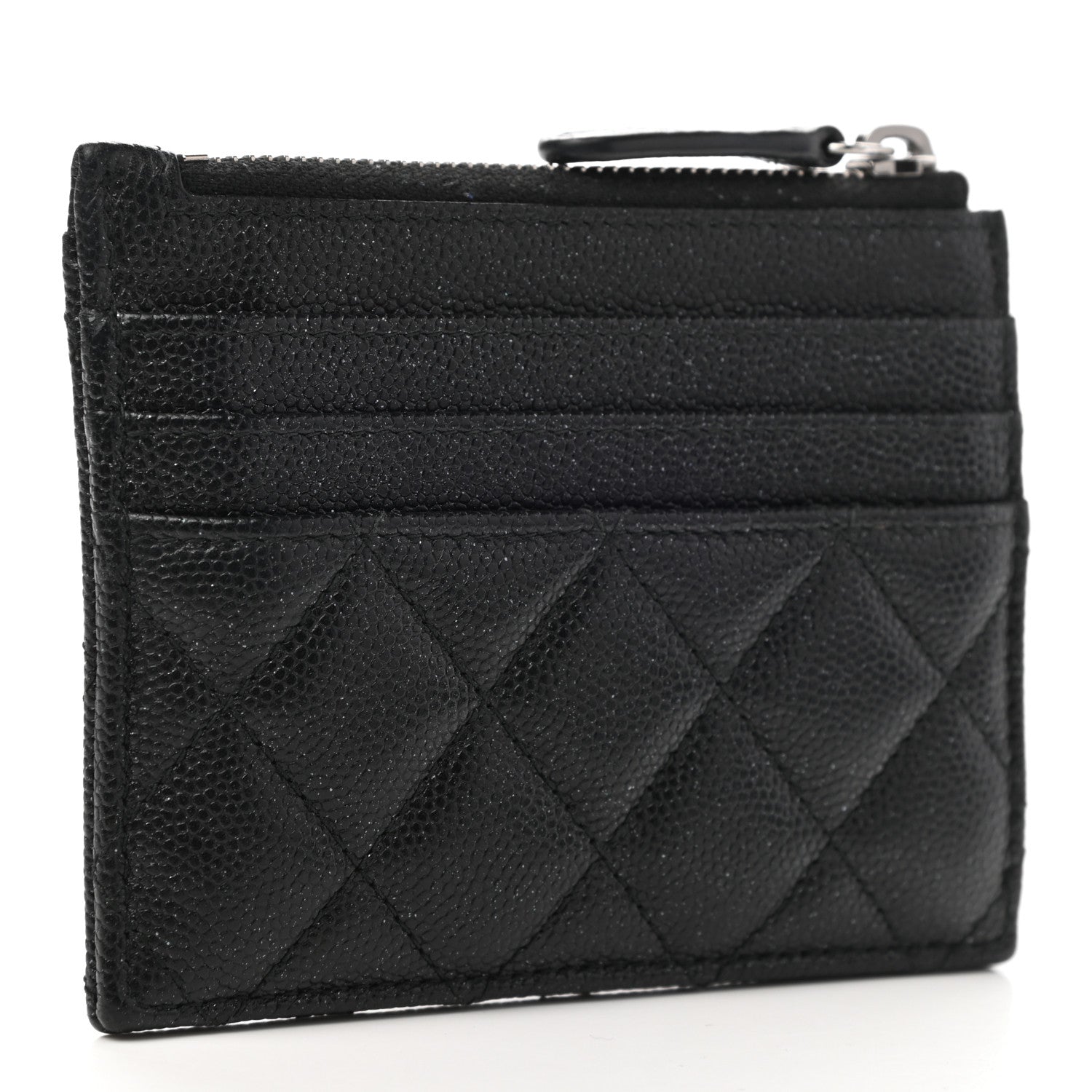 Chanel Iridescent Caviar Quilted CC Zip Card Holder Black 3 of 8