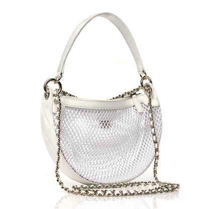 Chanel Mesh Shiny Lambskin Chain Hobo White 4 of 12