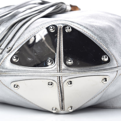 Gucci Metallic Calfskin Large Indy Top Handle Hobo Silver 10 of 14