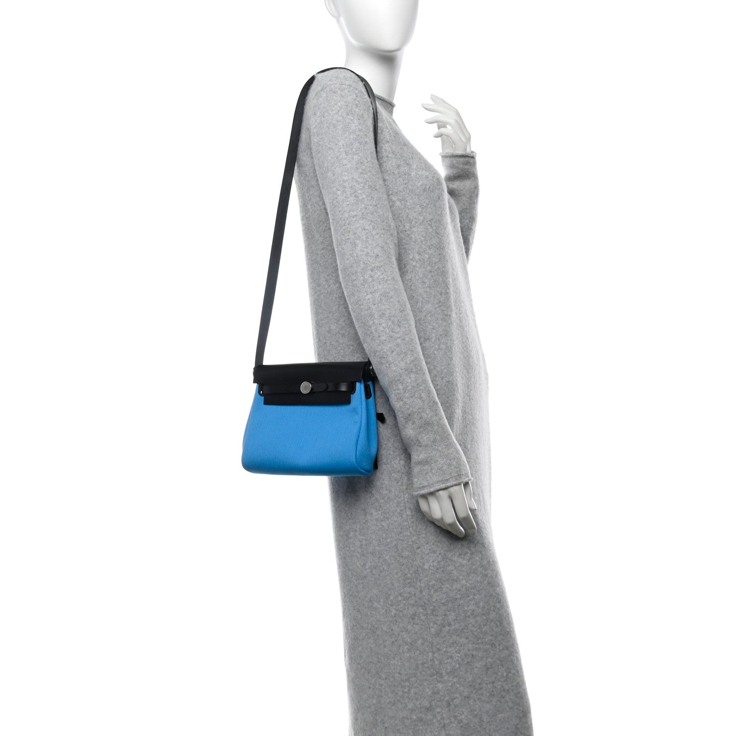 Hermes Military Toile Vache Hunter Herbag Zip Retourne 20 Bleu Riviera Black 2 of 10