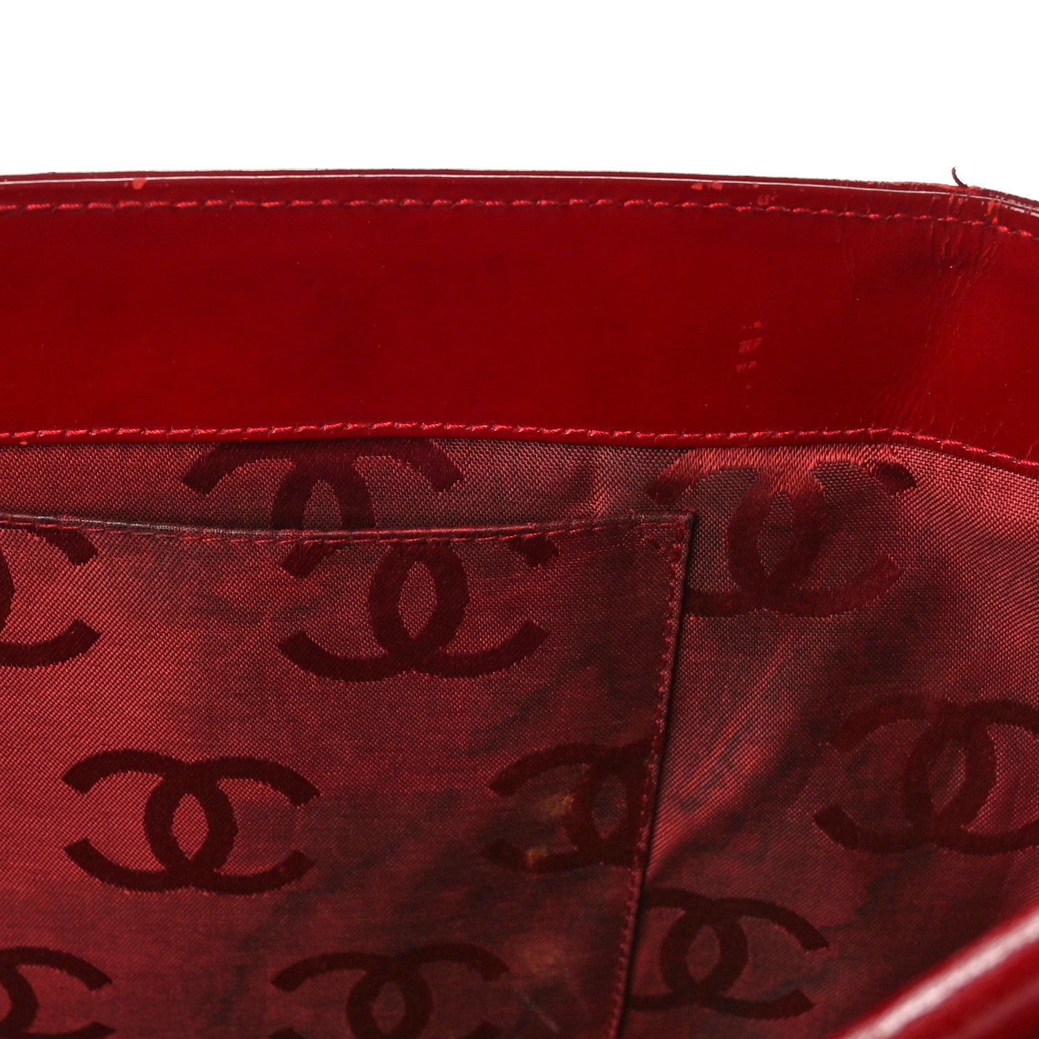 Chanel Patent Chocolate Bar CC Tote Red 14 of 17