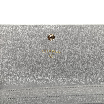 Chanel Caviar Quilted Boy Flap Wallet Light Grey 7 of 9