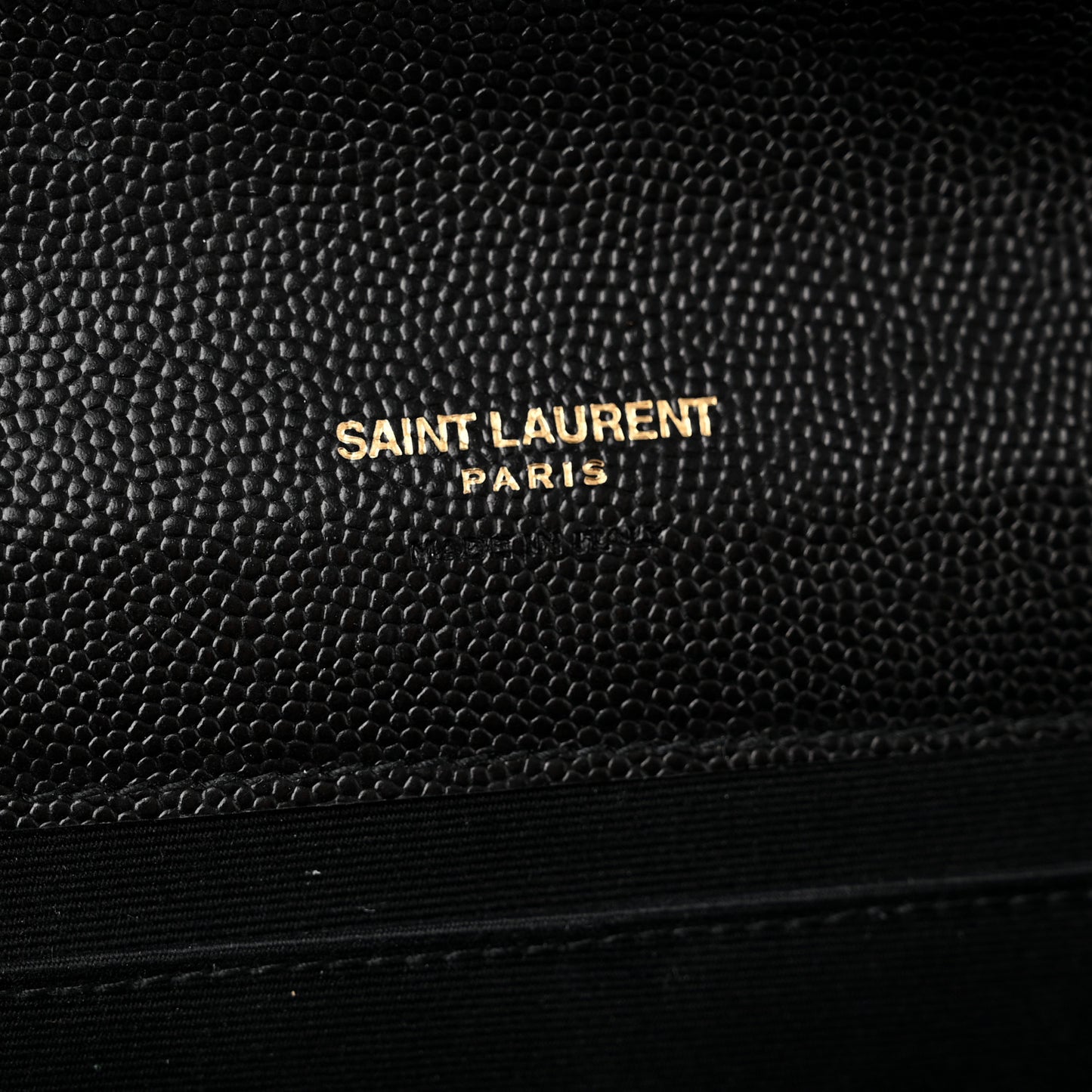 Grain De Poudre Matelasse Chevron Monogram Envelope Clutch Black