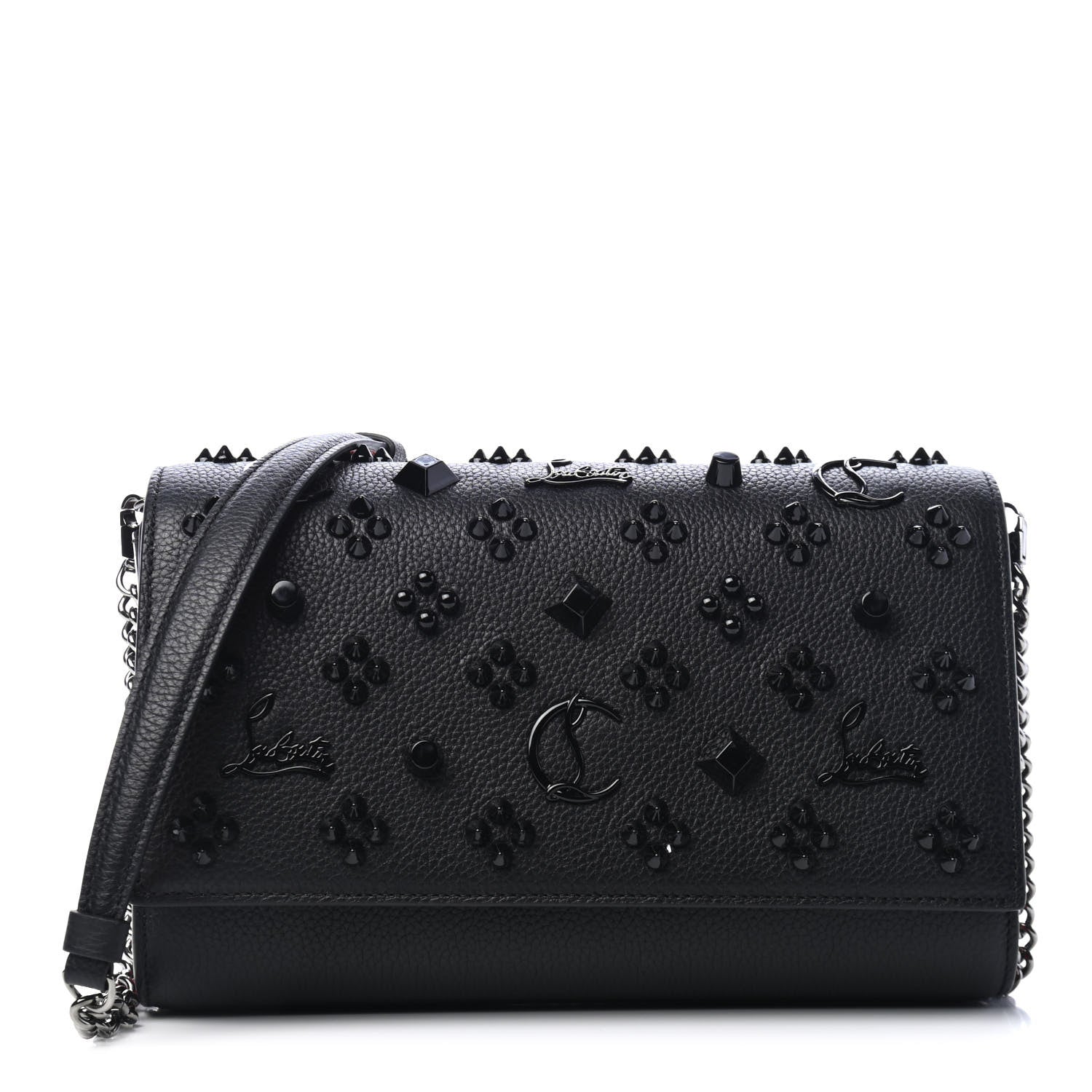 Christian Louboutin Calfskin Spikes Loubinthesky Paloma Clutch Black 1 of 4