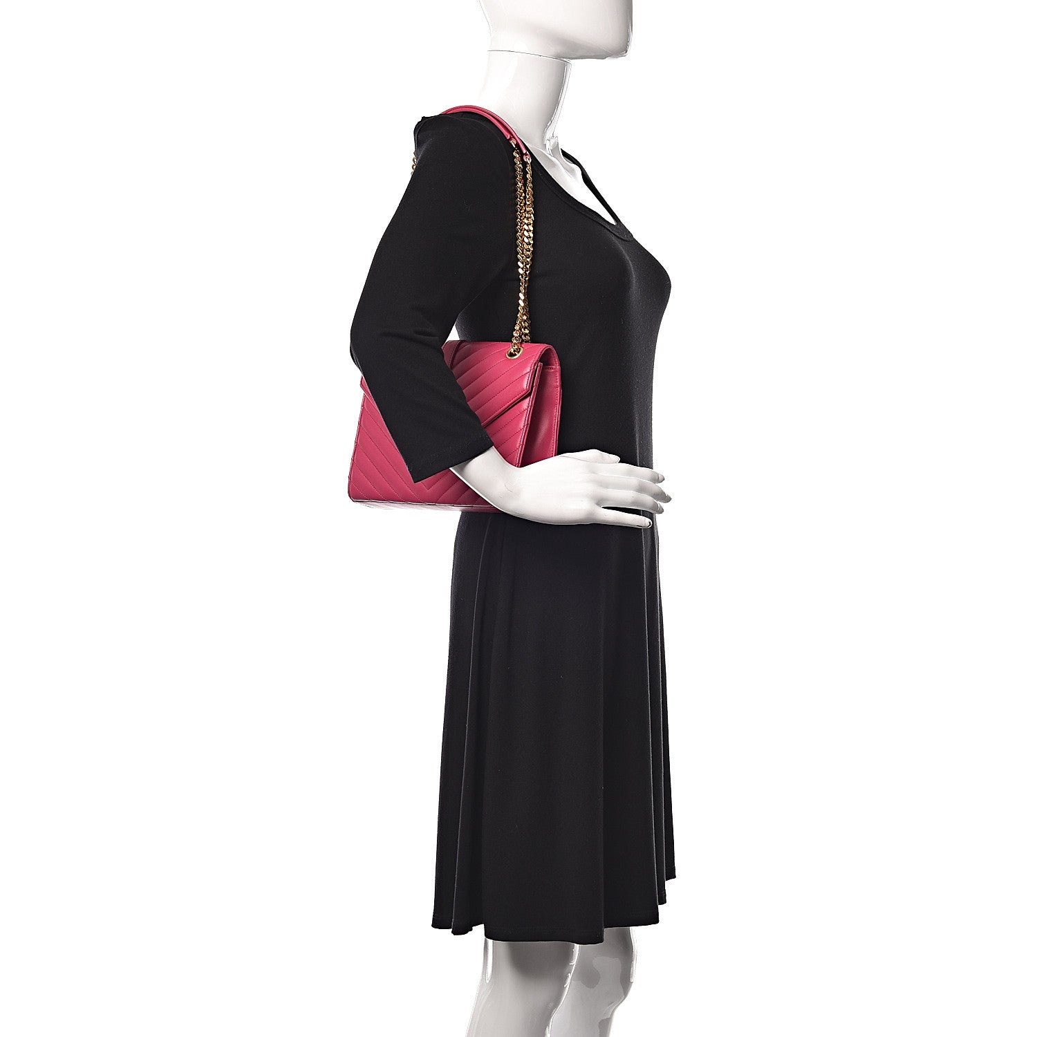 Saint Laurent Lambskin Matelasse Medium Monogram Satchel Fuchsia 2 of 10