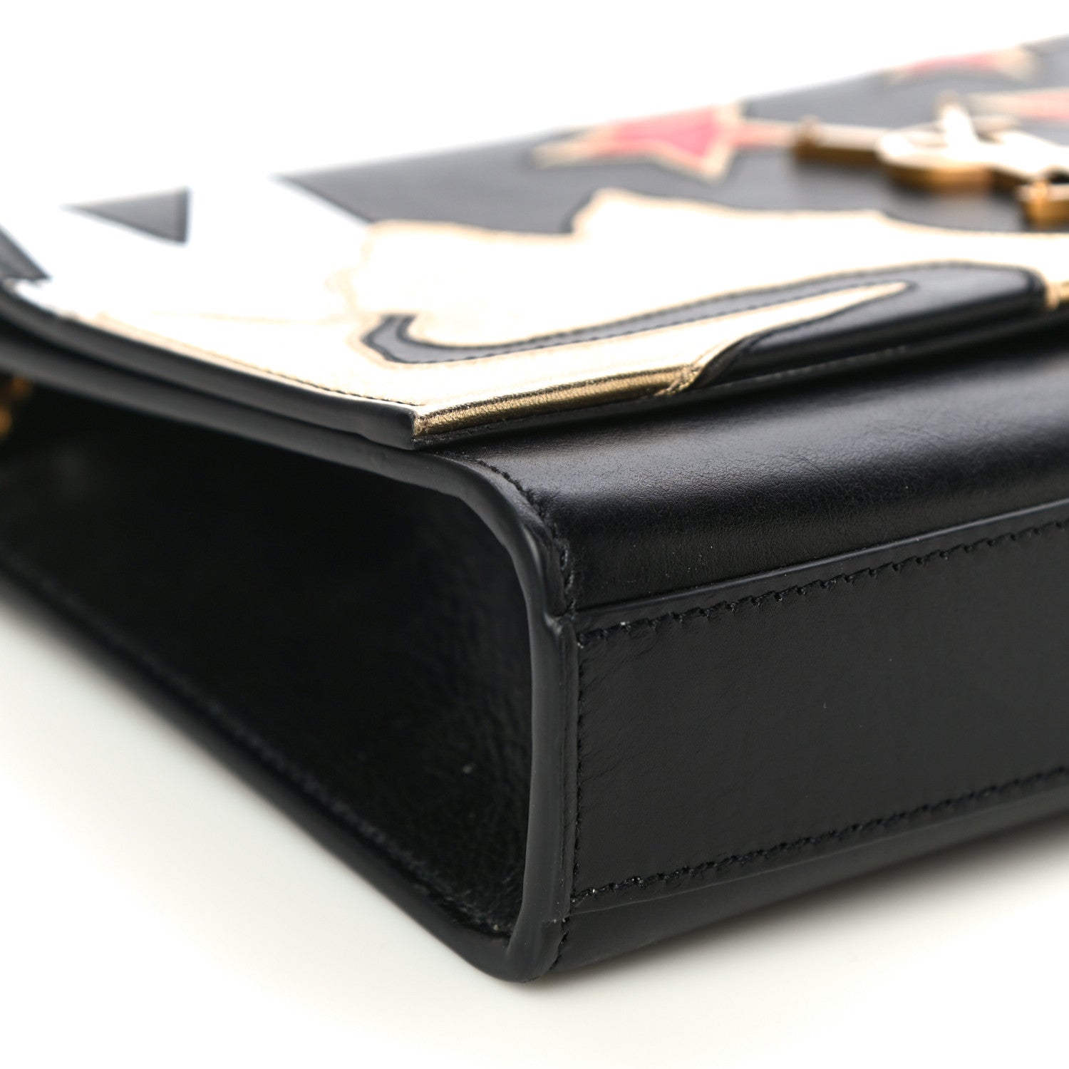 Saint Laurent Calfskin Rock Star Patchwork Medium Monogram Kate Satchel Black 8 of 15