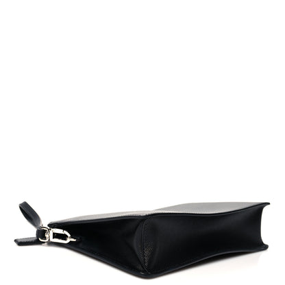 Prada Saffiano Travel Metal Triangle Logo Slip Handle Wristlet Pouch Black 4 of 6
