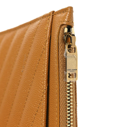Saint Laurent Grain De Poudre Chevron Monogram Bill Pouch Senape Yellow 8 of 9