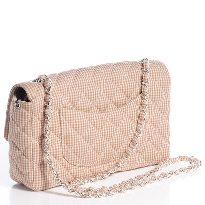 Chanel Toile Gingham Medium Single Flap Beige 3 of 10
