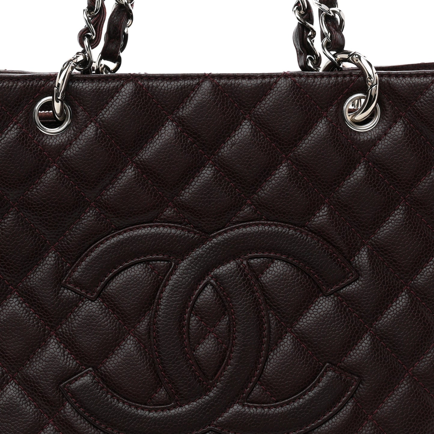 Caviar Quilted Grand Shopping Tote GST Dark Bordeaux