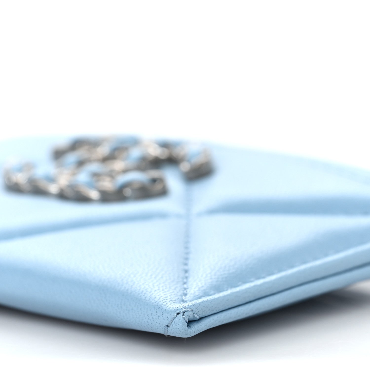 Chanel Lambskin Quilted Chanel 19 Card Holder Light Blue 9 of 10