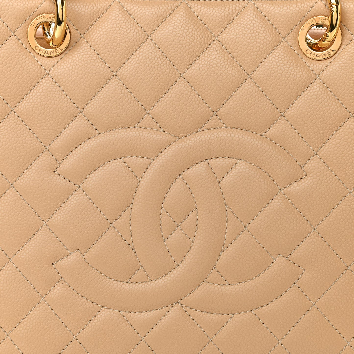 Caviar Quilted Grand Shopping Tote GST Beige