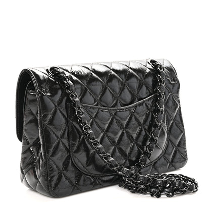 Chanel Shiny Crumpled Calfskin Quilted Small Double Flap So Black 3 of 10