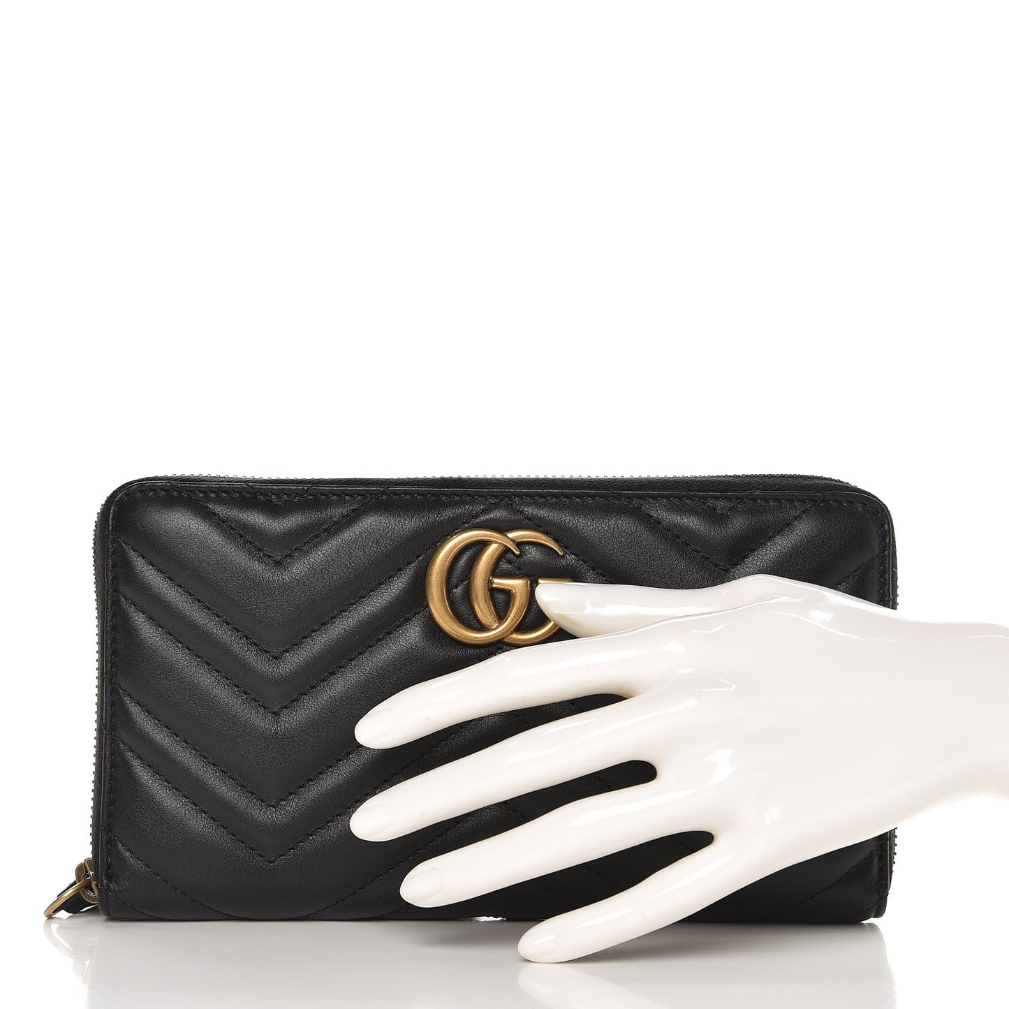 Calfskin Matelasse GG Marmont Zip Around Organizer Wallet Black