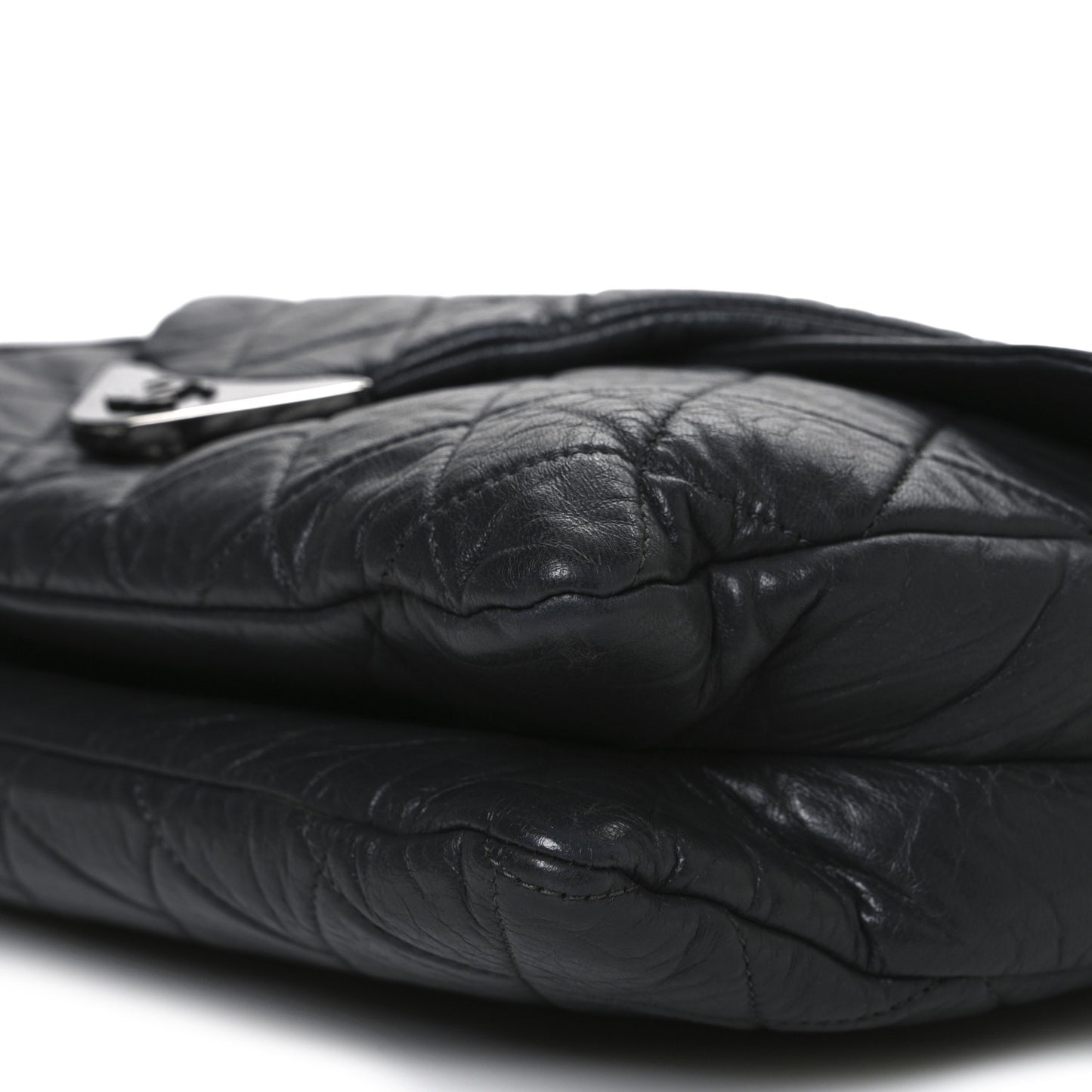 Lambskin Quilted Padded Envelope Flap Black
