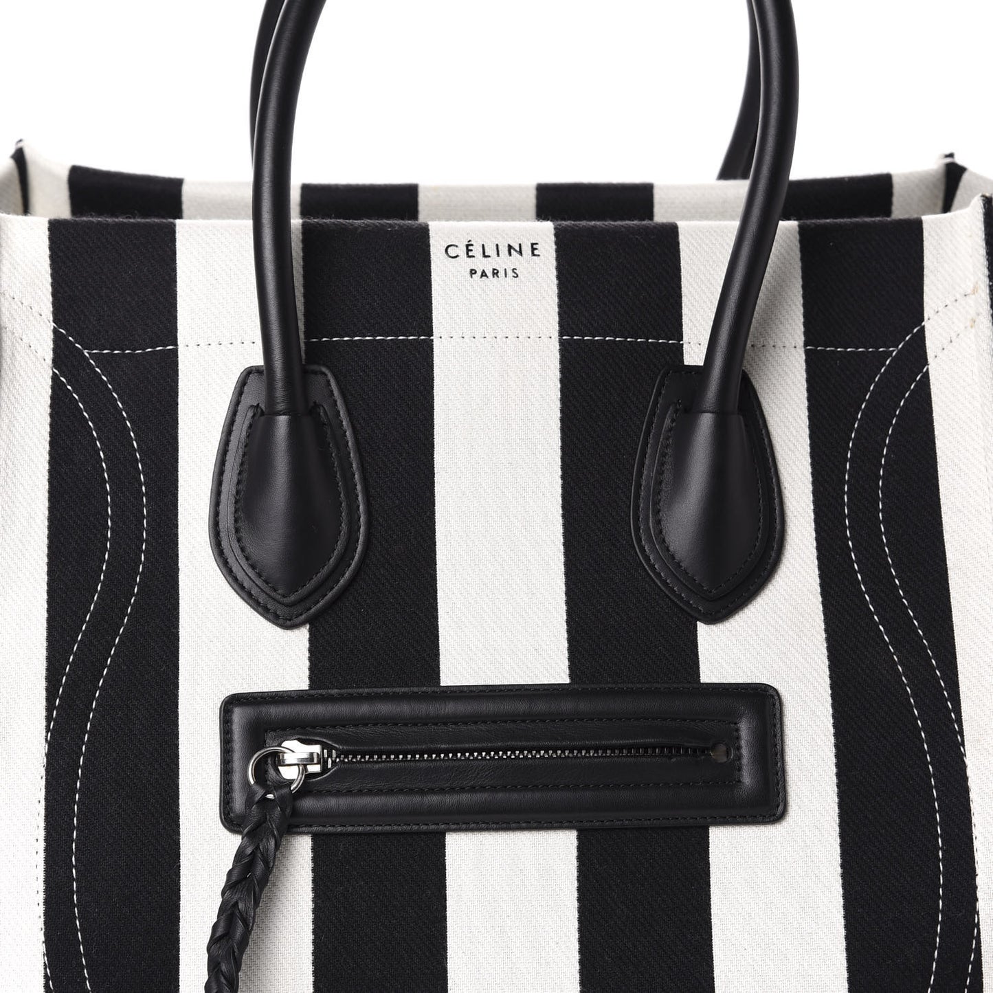 Cotton Canvas Striped Medium Phantom Luggage White Black