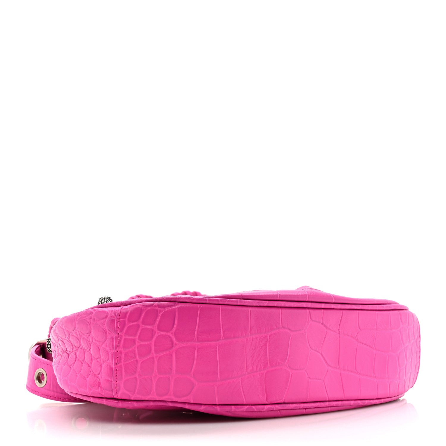 Balenciaga Extra Supple Calfskin Crocodile Embossed XS Le Cagole Shoulder Bag Lipstick Pink 4 of 11