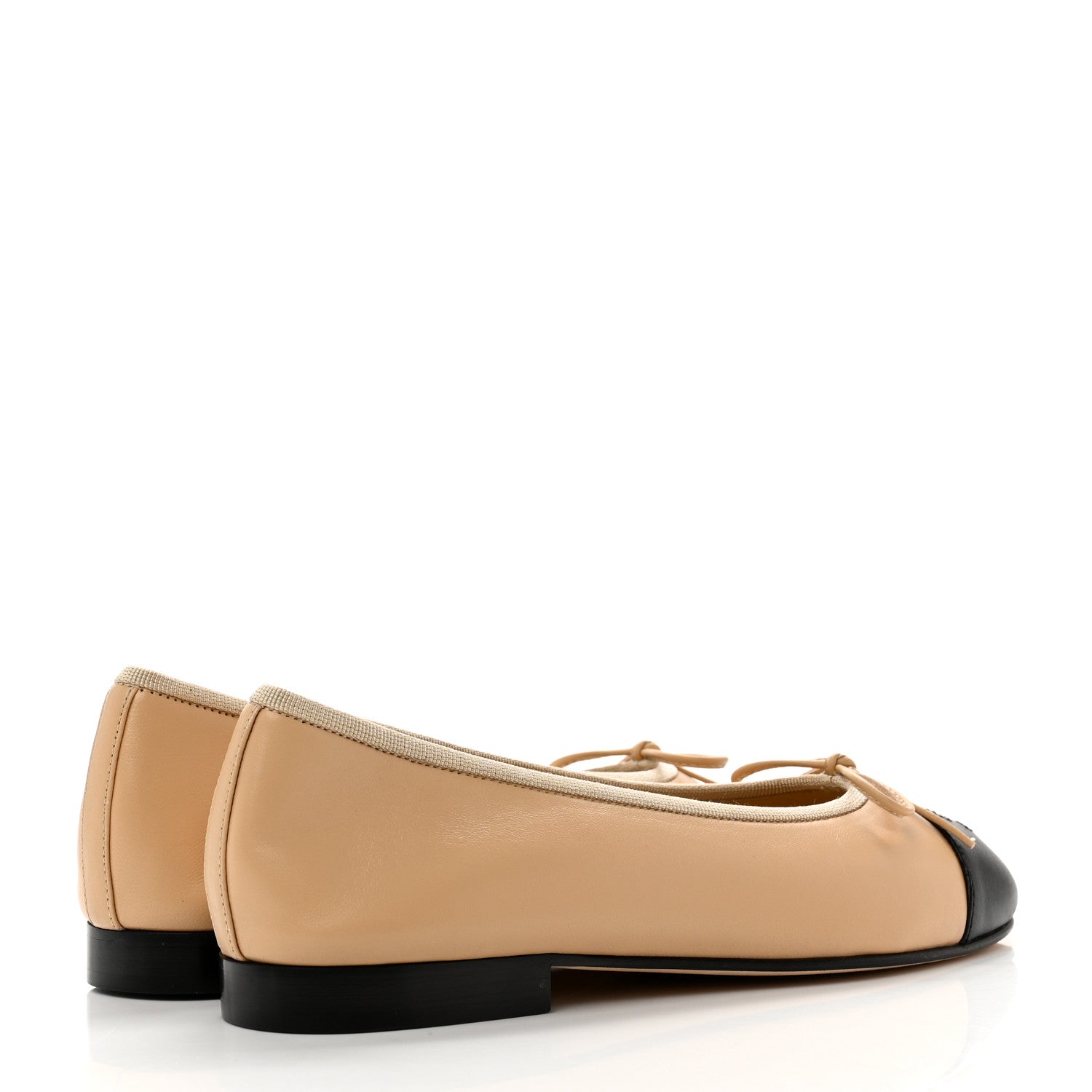 Chanel Lambskin Cap Toe CC Ballerina Flats 36 Beige Black 4 of 9