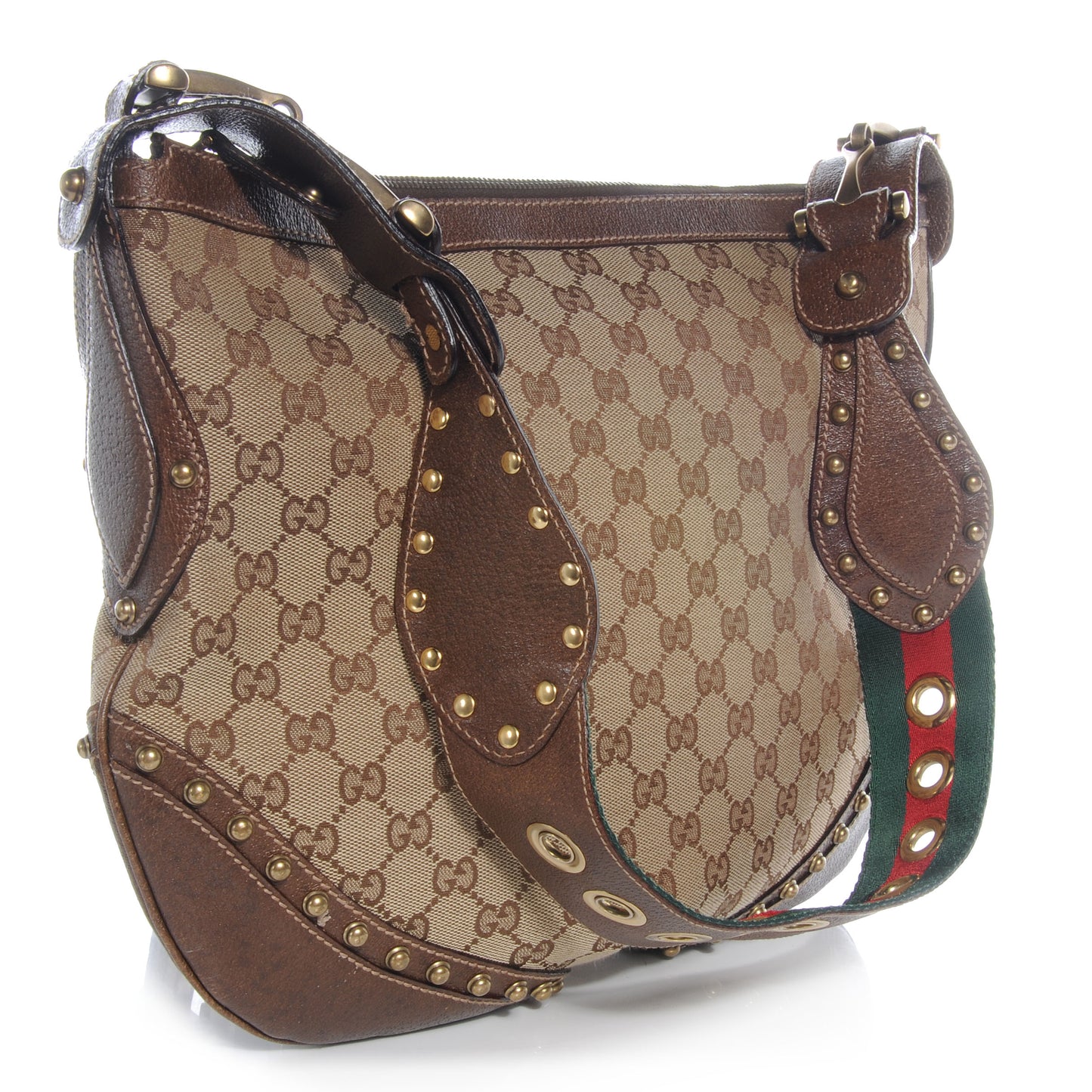 Monogram Pelham Studded Shoulder Bag Brown
