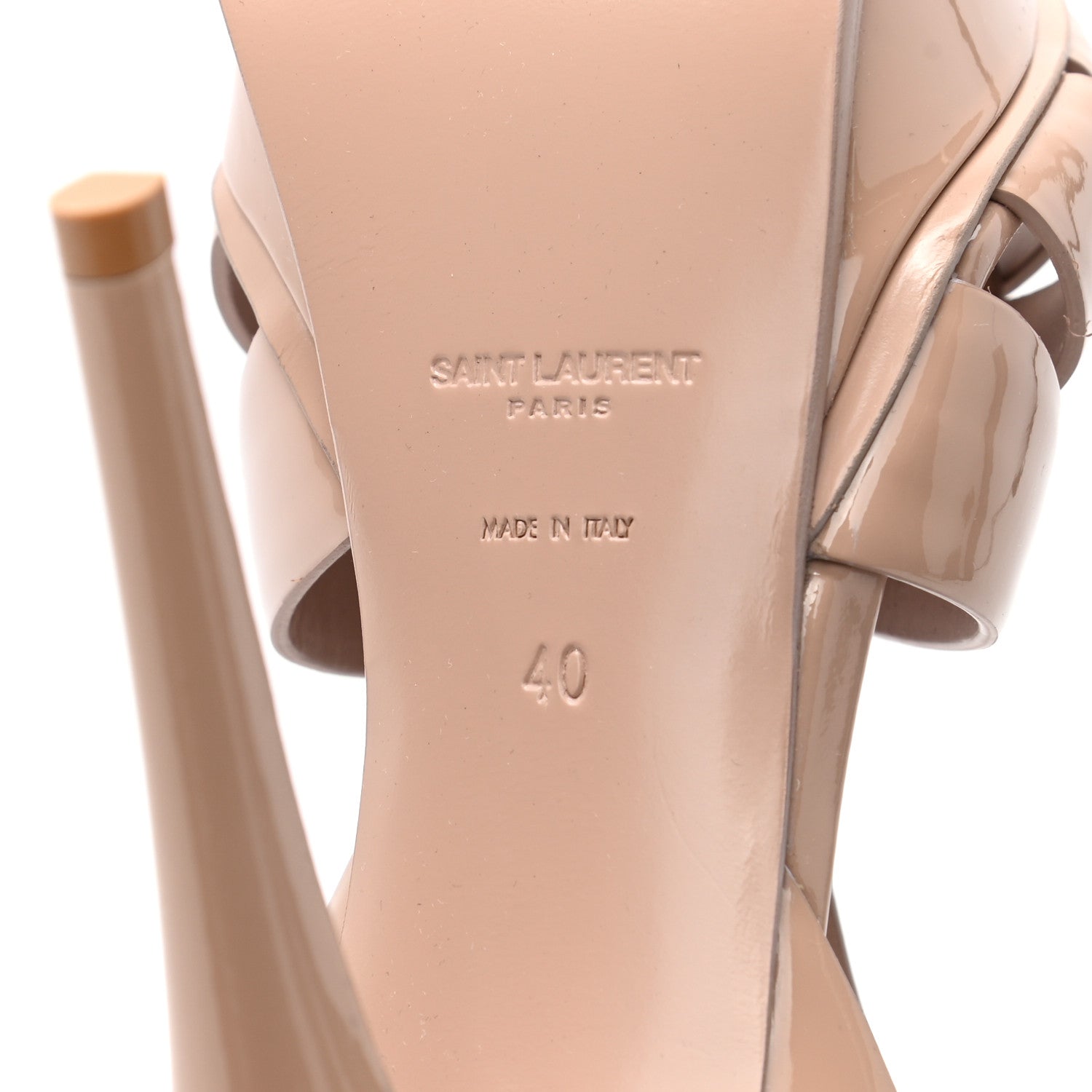 Saint Laurent Patent Tribute 105 Platform Sandals 40 Nude Powder 6 of 9